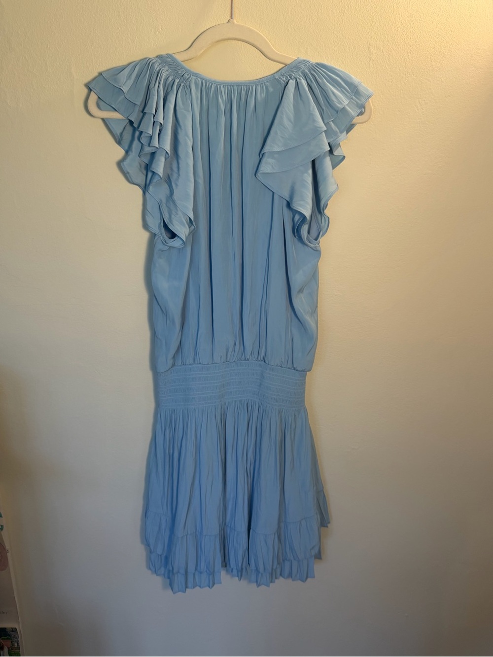 Ramy Brook Light Blue Ruffle V-Neck Mini Dress - Picture 5 of 5